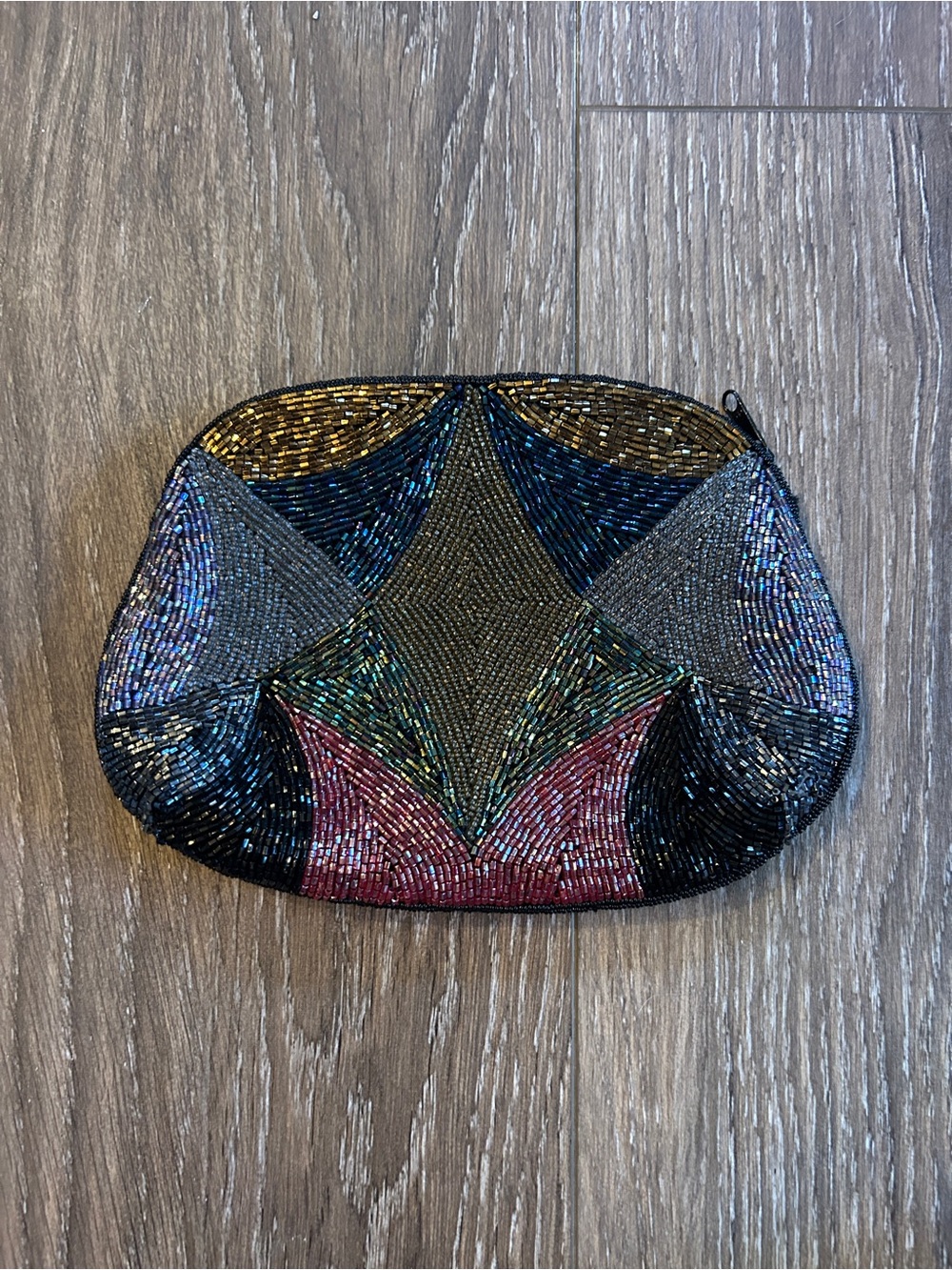 Beaded Multicolor Geometric Evening Clutch